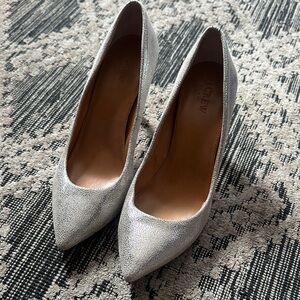 J. Crew Shimmering Silver Heels